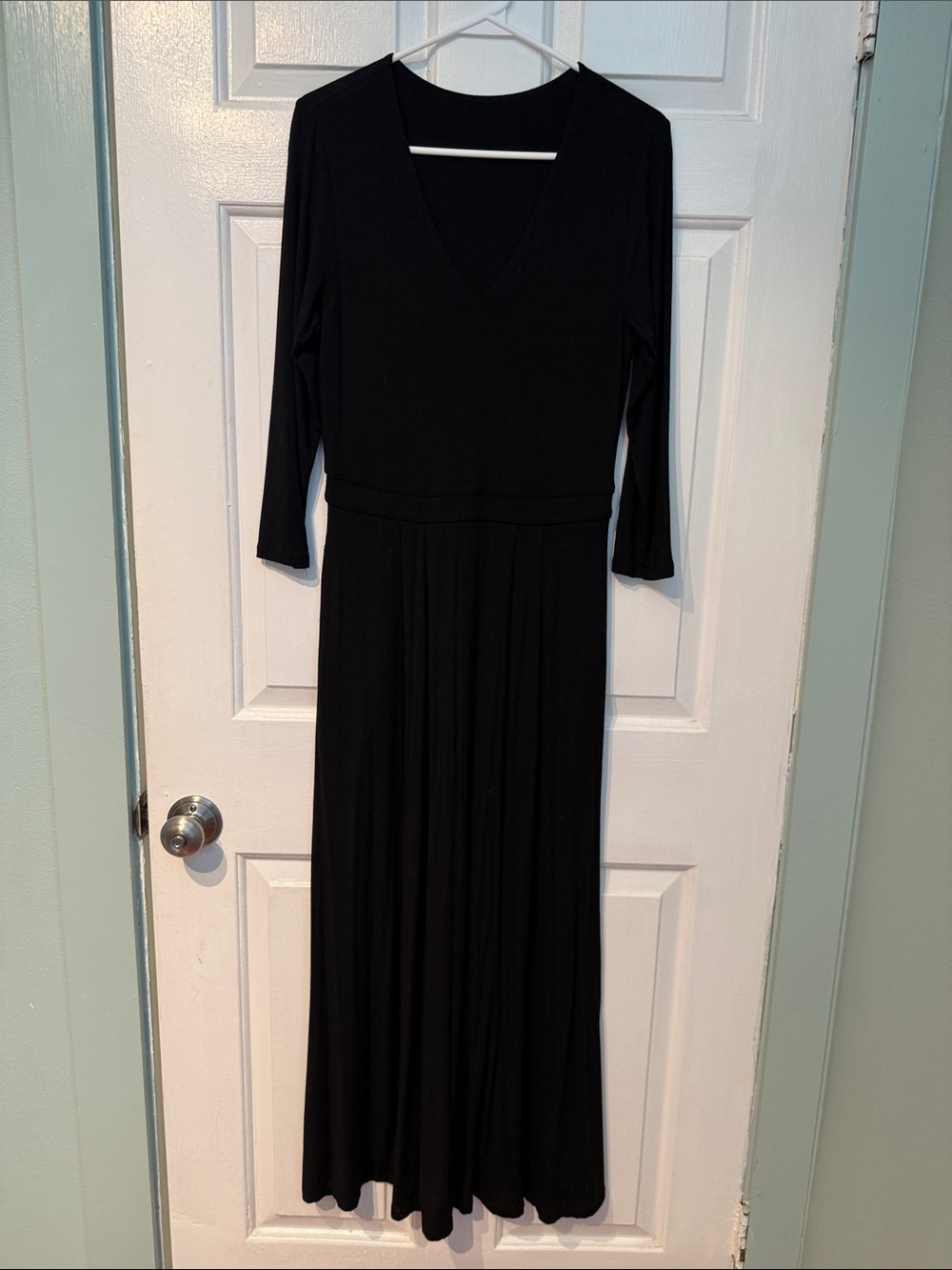 Boden Classic Black V‑Neck Long Sleeve Maxi Dress (6)